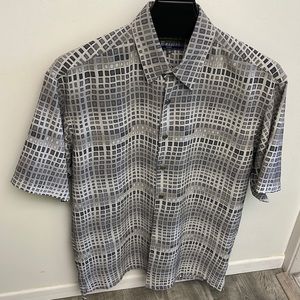 Mens Bassiri Uomo microfiber print s/s dress shirt